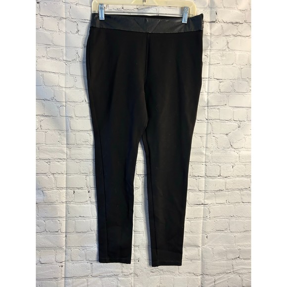 Women's Romeo & Juliet Couture Black Pants with Leather Top. SZ L - Picture 1 of 4
